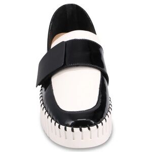 Dejango & Juliette BELENNA Women's Black and Creamy White Patent Loafers